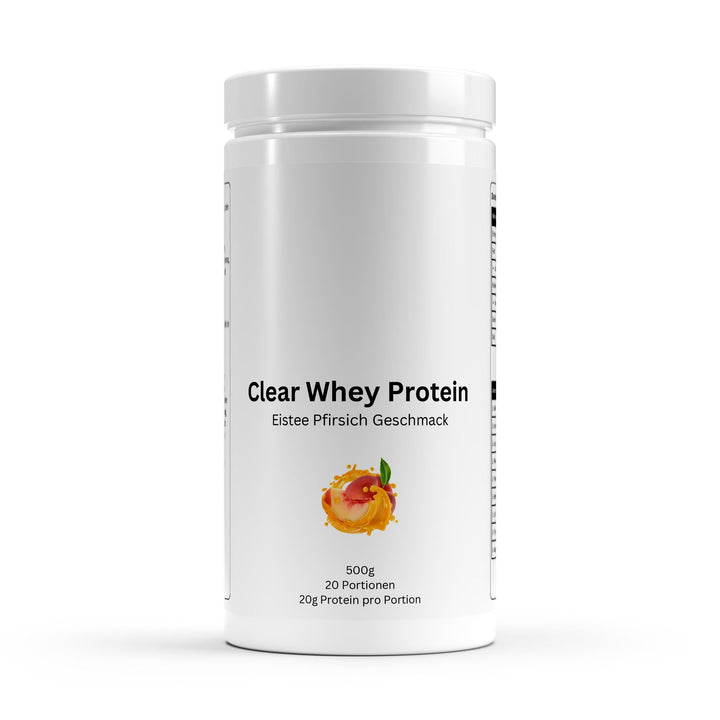 Clear Whey Protein mit Eistee-Pfirsich-Geschmack – 500 g Dose, 20 Portionen à 20 g Protein