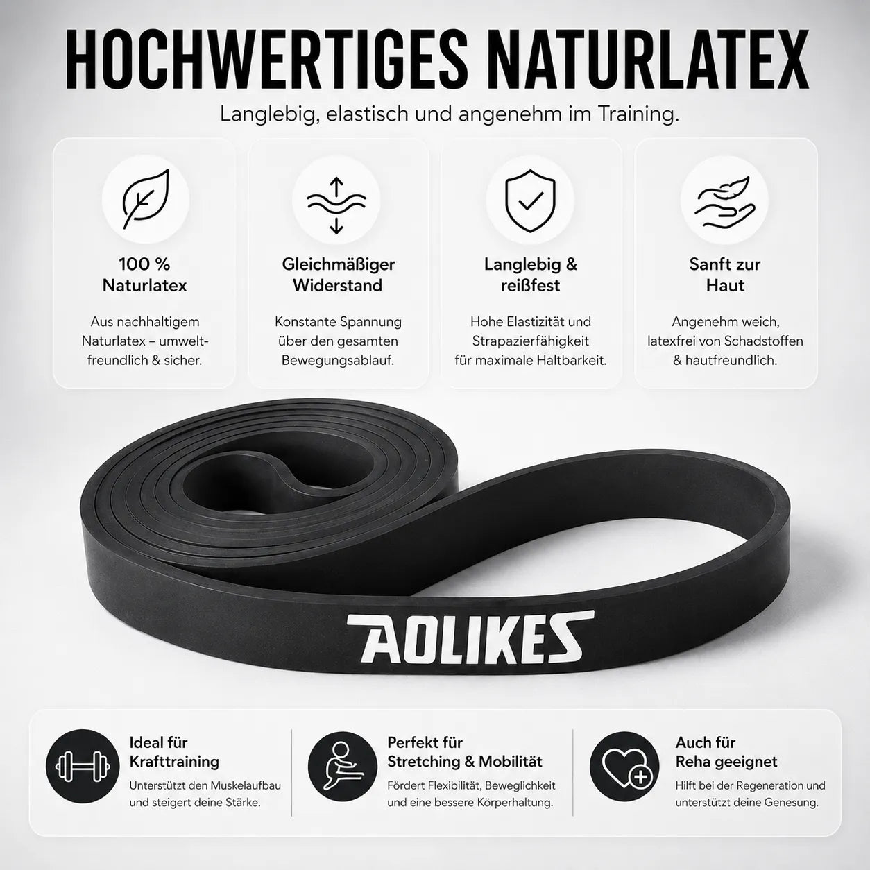 Hochwertiges Naturlatex Resistance Band, elastisch, langlebig und hautfreundlich
