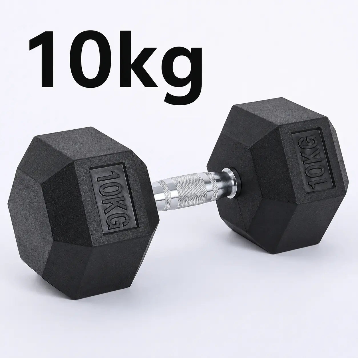 Fitness Hexagonal Rubberized Fixed Dumbbell 10kg