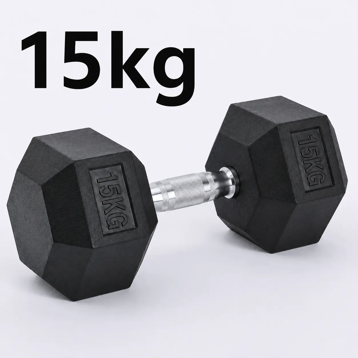 Fitness Hexagonal Rubberized Fixed Dumbbell 15kg