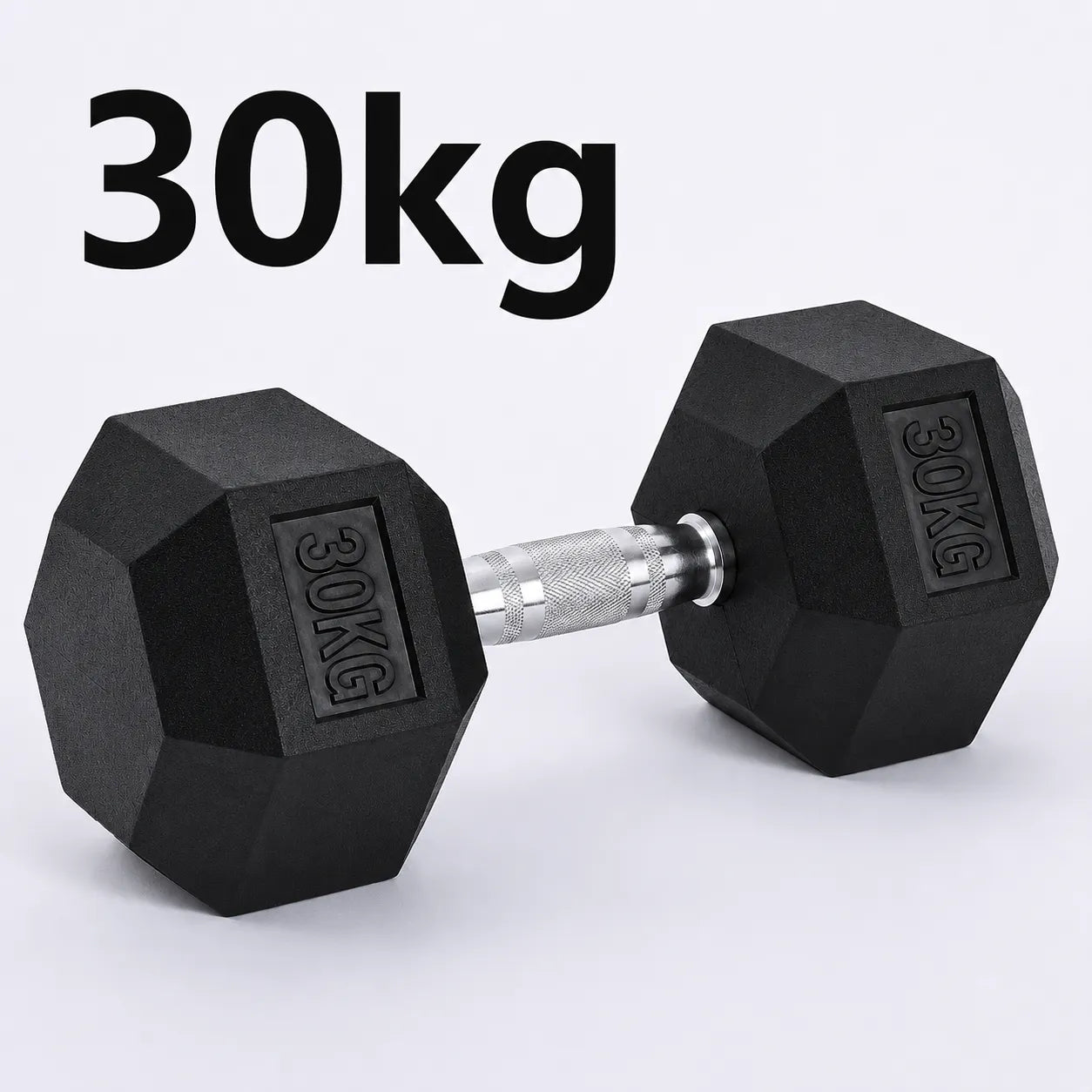 Fitness Hexagonal Rubberized Fixed Dumbbell 30kg