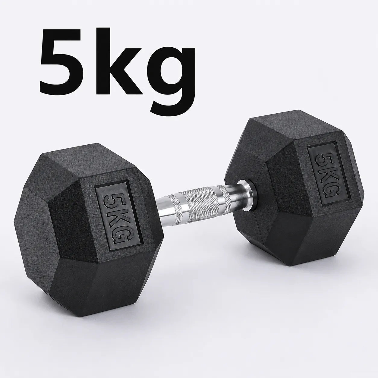 Fitness Hexagonal Rubberized Fixed Dumbbell 5kg