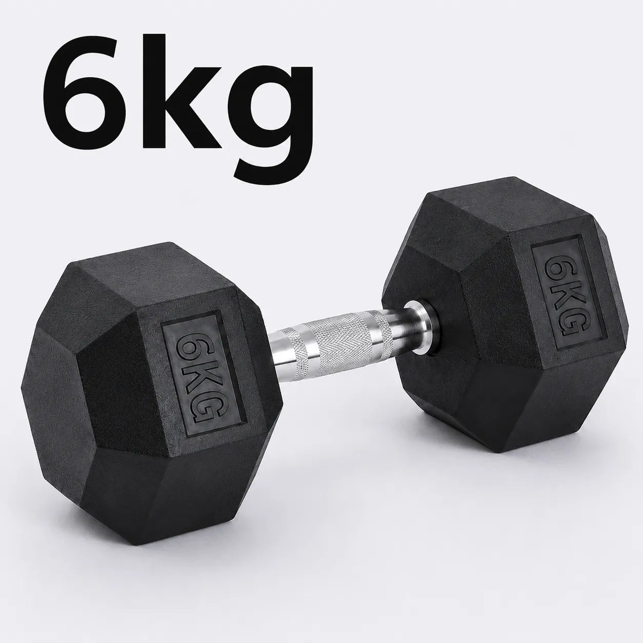 Fitness Hexagonal Rubberized Fixed Dumbbell 6kg