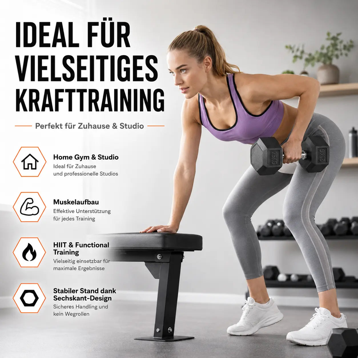 Rubber Hex Kurzhantel 2,5–30 kg für vielseitiges Krafttraining im Home Gym und Studio