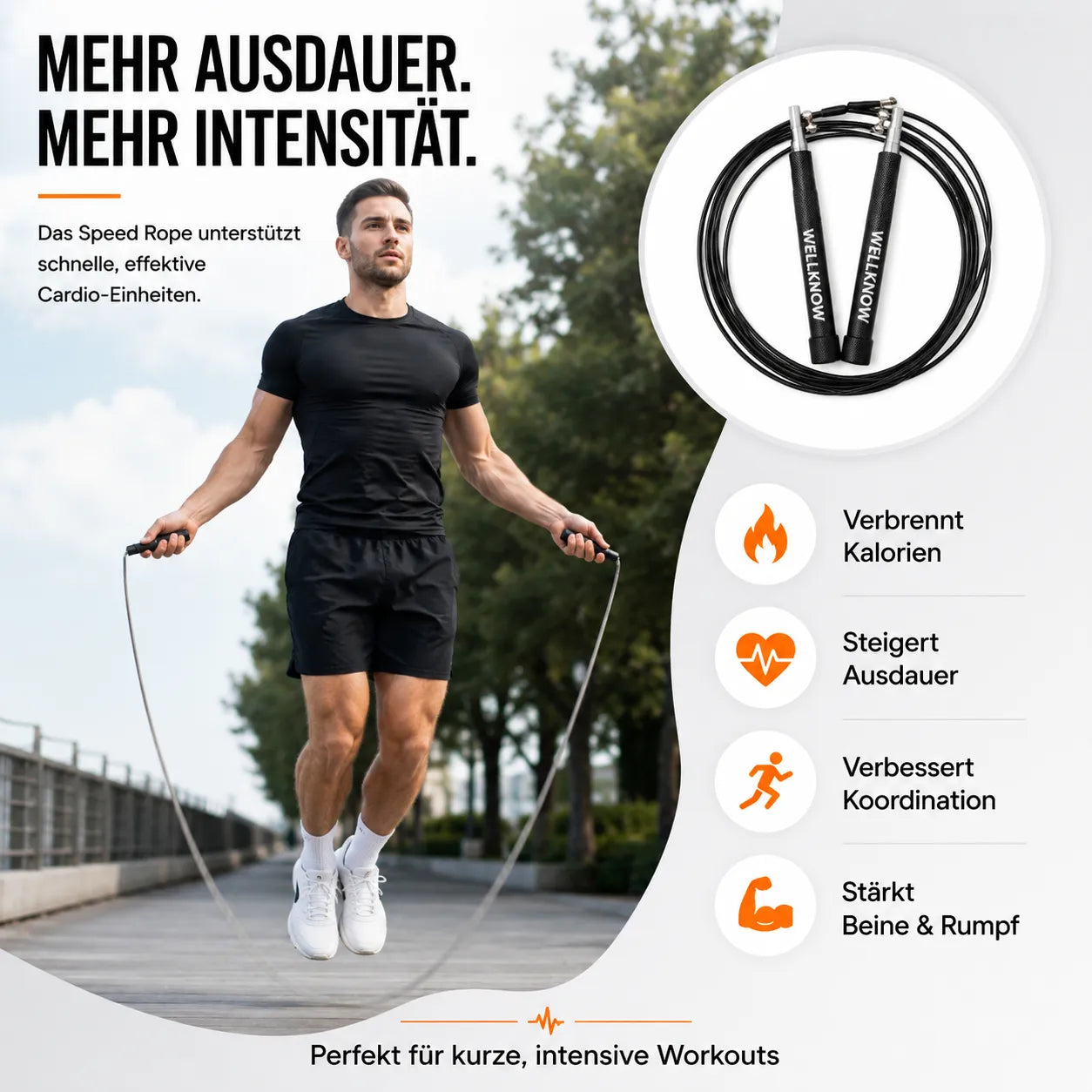 Athlet trainiert mit Speed Rope für mehr Ausdauer, Kalorienverbrauch und Koordination